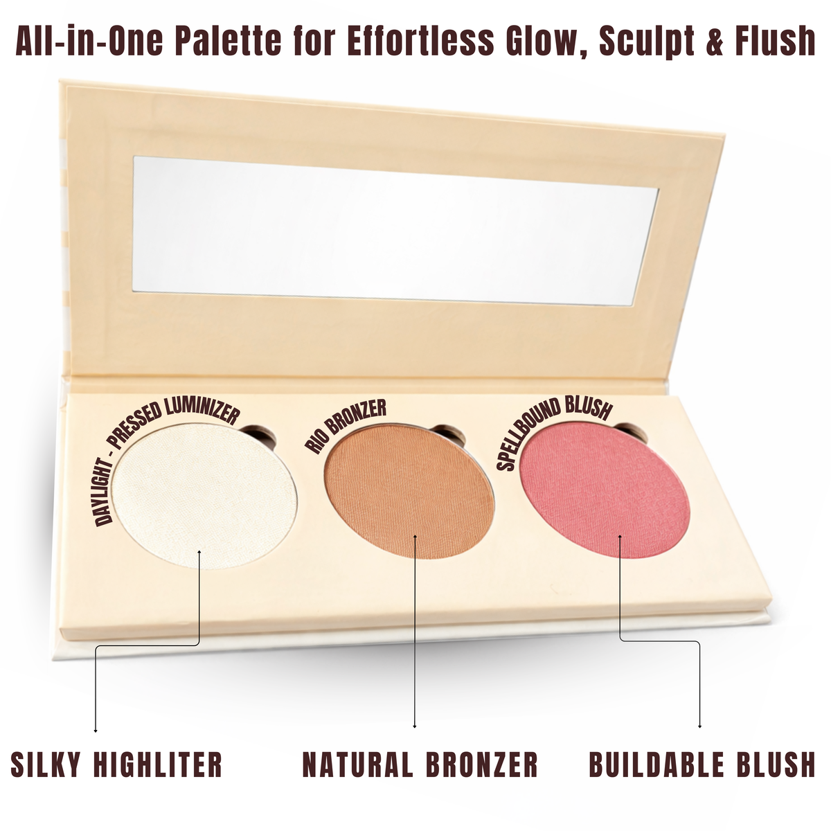 On The Go - Custom-Blended 3 Pan Shades - Touch Up For All Skin Tones